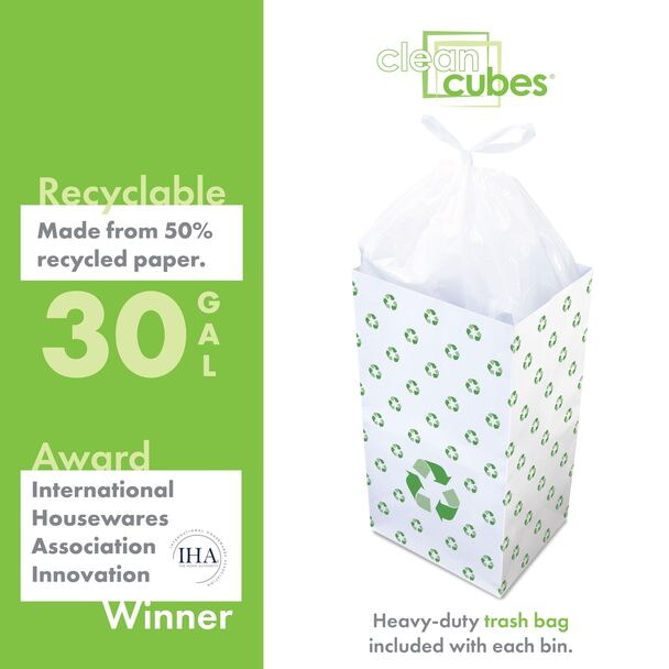 Clean Cubes 30 Gallon Disposable Trash Cans (3-Pack / Reusable / Recycle  Pattern) 