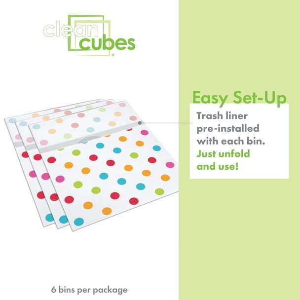 13 Gallon Clean Cubes, 6 Pack (Polka Dot Pattern)