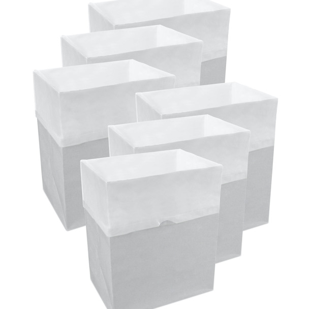 13 Gallon Disposable Trash Cans 6-Pack with Fitted Trash Bags Reusable Events & Parties (Gray)